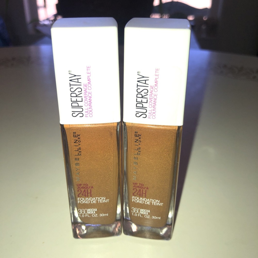 2 Maybelline Super Stay Full Cover Liquid Foundation 360 Mocha 1 Oz. Each